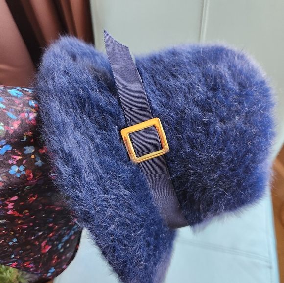 KANGOL Vtg NAVY Furgora Rachel Angora Bucket Hat Buckle England Furry EUVC - Picture 8 of 16